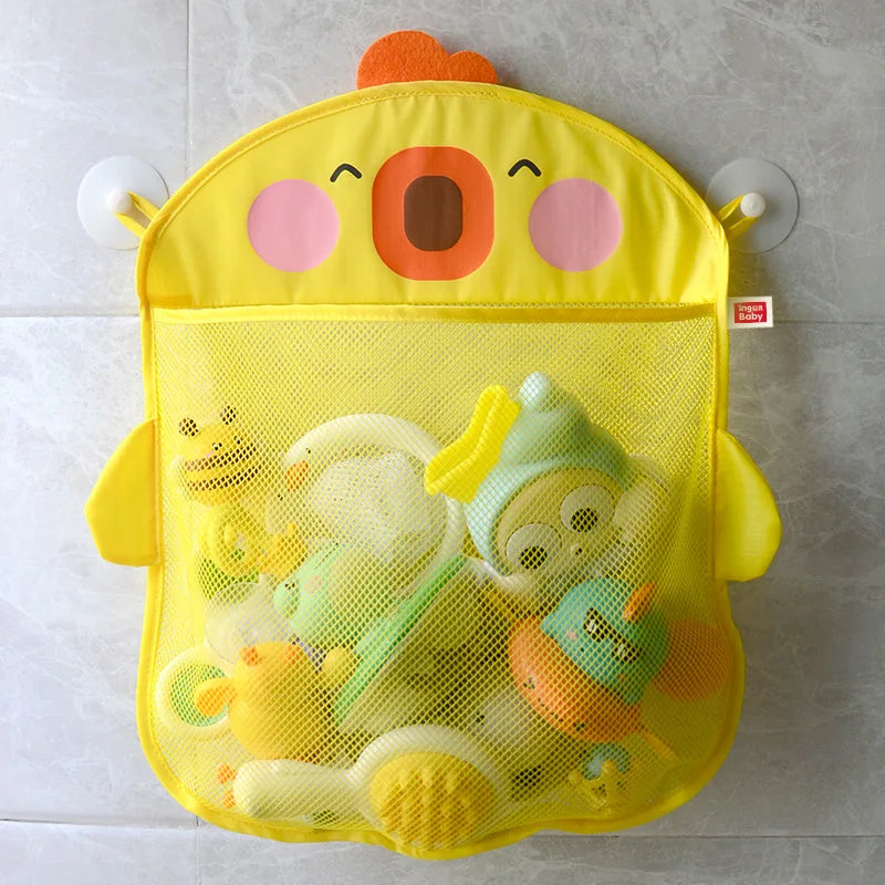 Cartoon Baby Bath Toy Organizer – Suction Mesh Storage Bag for Kids