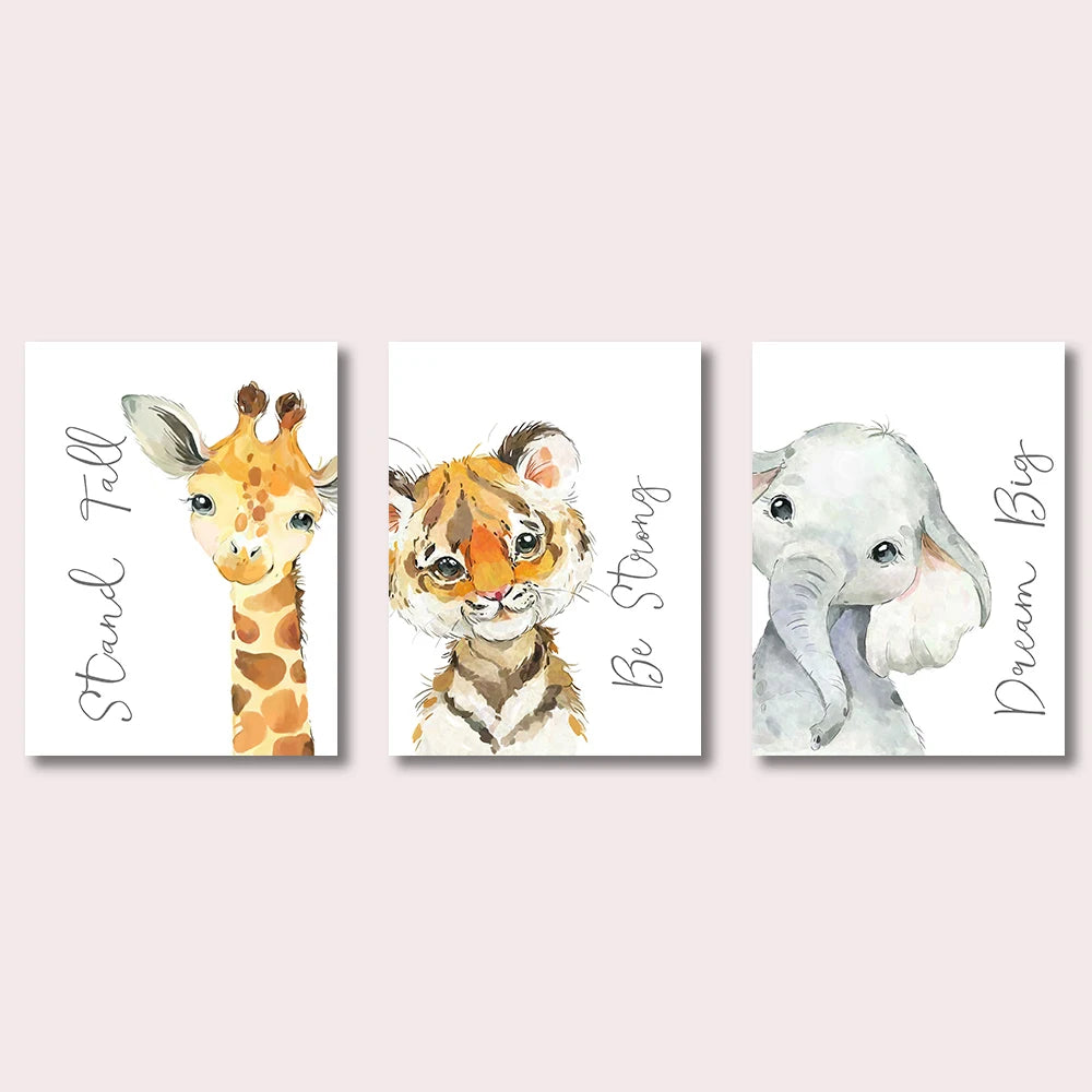 3-Piece Woodland Animal Wall Art Set – Gender Neutral Nursery Prints