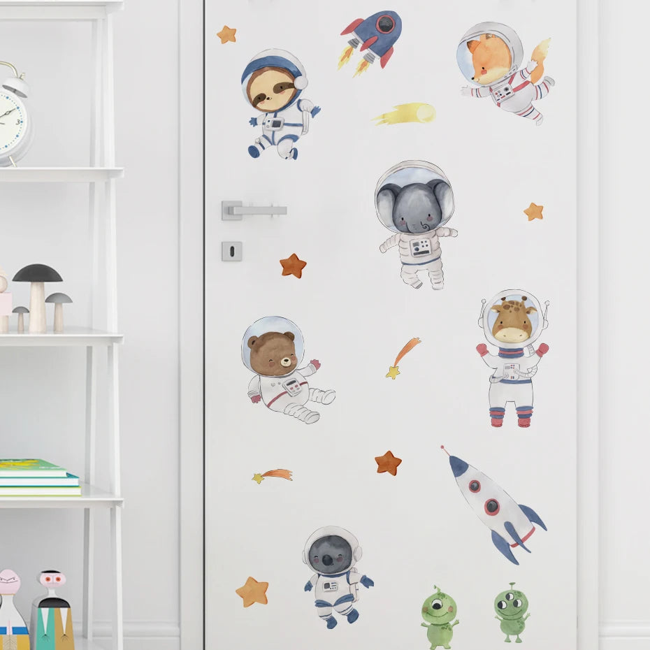 Space Animal Astronaut Wall Decals for Kids Room