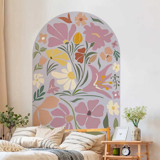 Boho Lilac Floral Arch Wall Decal