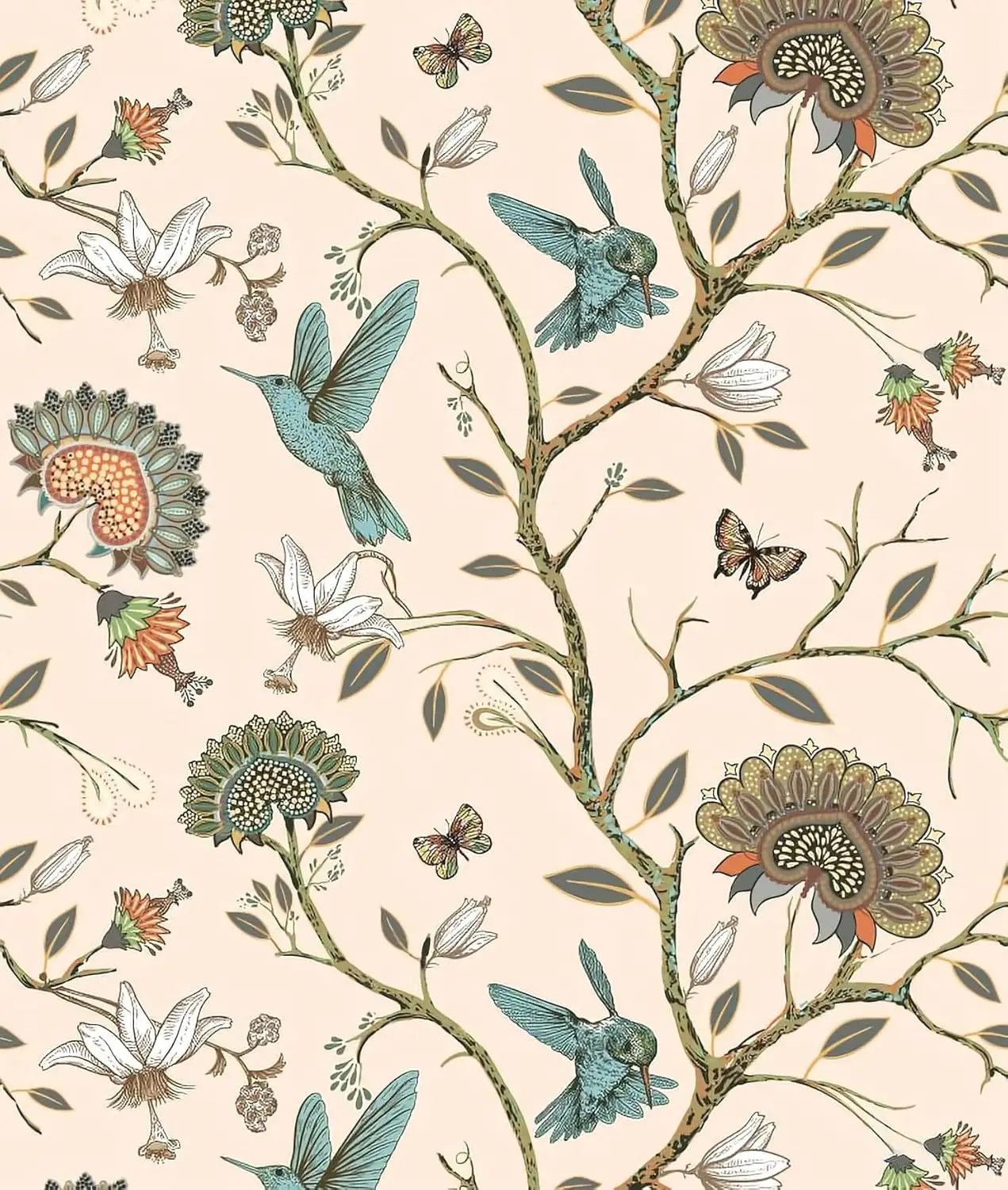 Bird & Floral Peel-and-Stick Wallpaper – Removable Decorative Contact Paper