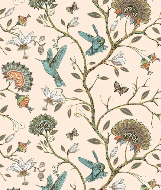 Bird & Floral Peel-and-Stick Wallpaper – Removable Decorative Contact Paper