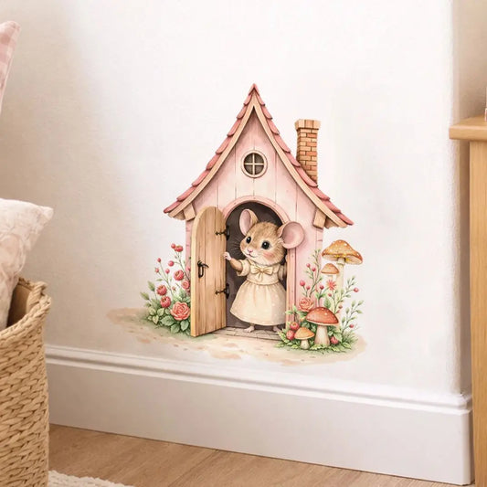 Cute Fairy Mouse Wall Decal – Pink Nursery Decor