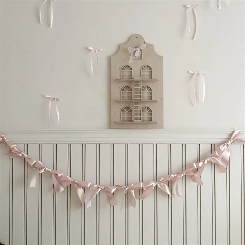 Bow Ribbon Garland Banner – Princess Girls Room Wall Hanging Décor