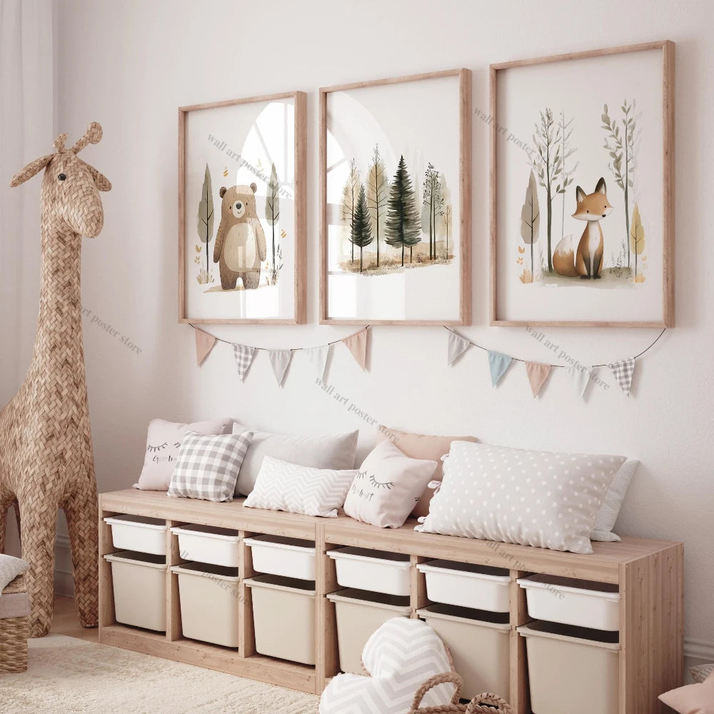 Woodland Animal Nursery Wall Art Print