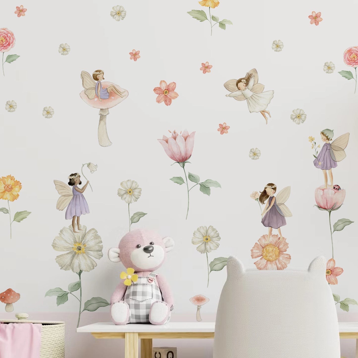 Boho Fairy Garden Wall Decals for Girls Room