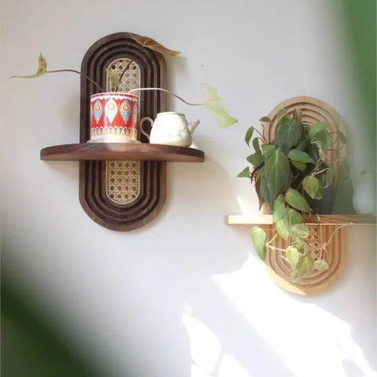 Handmade Bamboo & Rattan Wall Shelf – Decorative Storage Rack wall decore