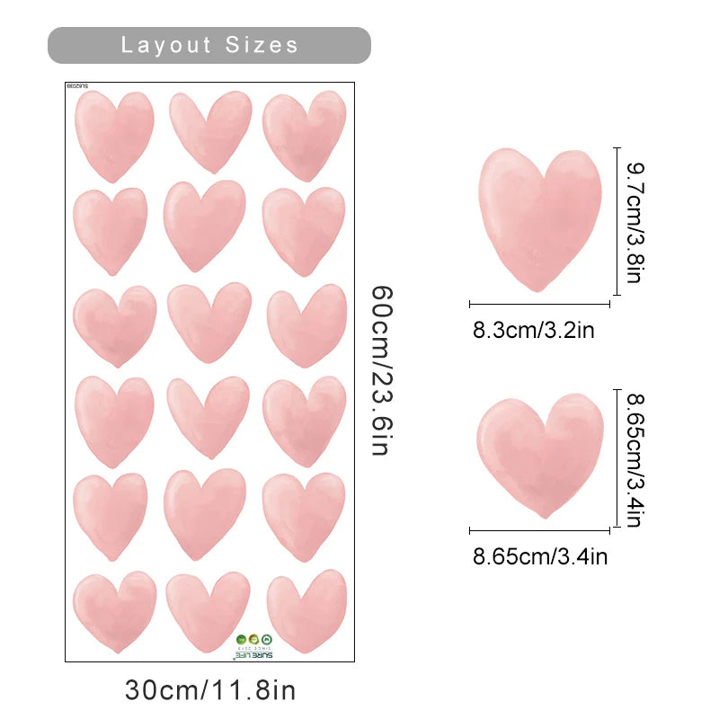 Pink Heart Cartoon Wall Decal – Girls Nursery Decor