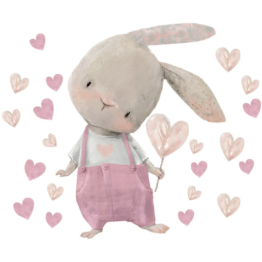 Cute Bunny Hearts Wall Stickers for Kids Room