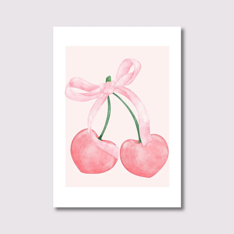 Trendy Pink Bow Wall Art Set of 3 – Preppy Watercolor Room Décor