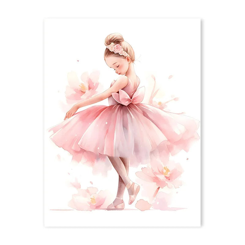 Pink Ballerina Unicorn Wall Art – Girls Nursery Canvas Print