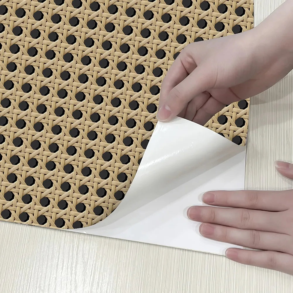 Classic 3D Rattan Peel & Stick Wallpaper – Waterproof PVC