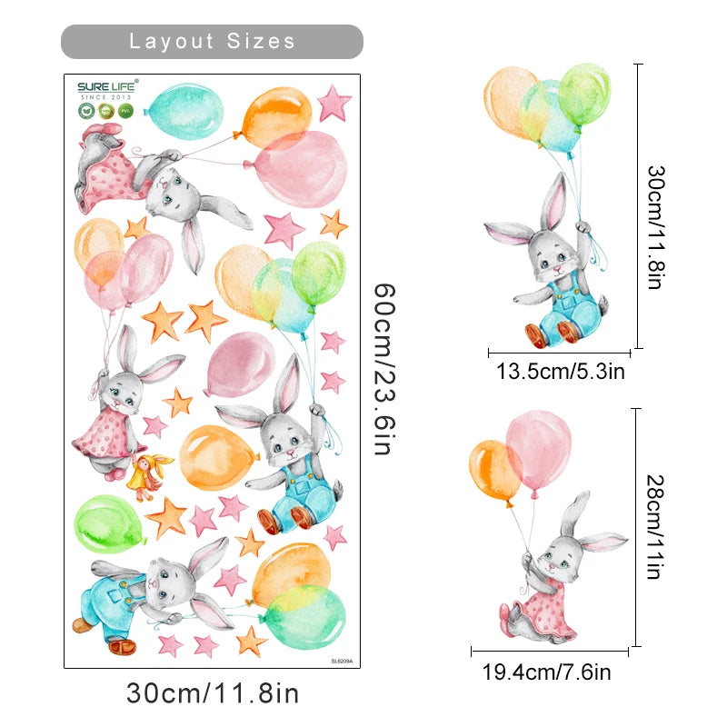 Cute Mum & Baby Bunny Wall Decal – Pink Nursery Decor