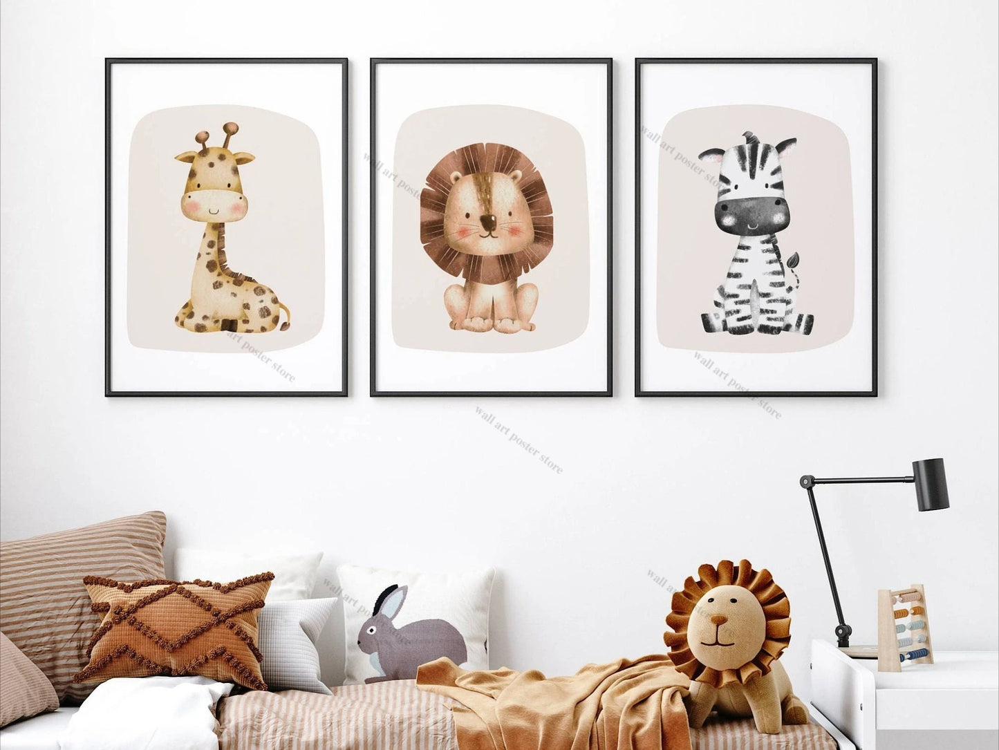 3-Piece Safari Animal Nursery Wall Art – Boho Jungle Prints