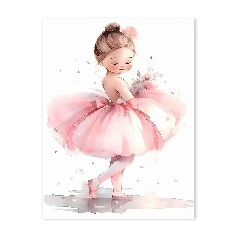Pink Ballerina Unicorn Wall Art – Girls Nursery Canvas Print