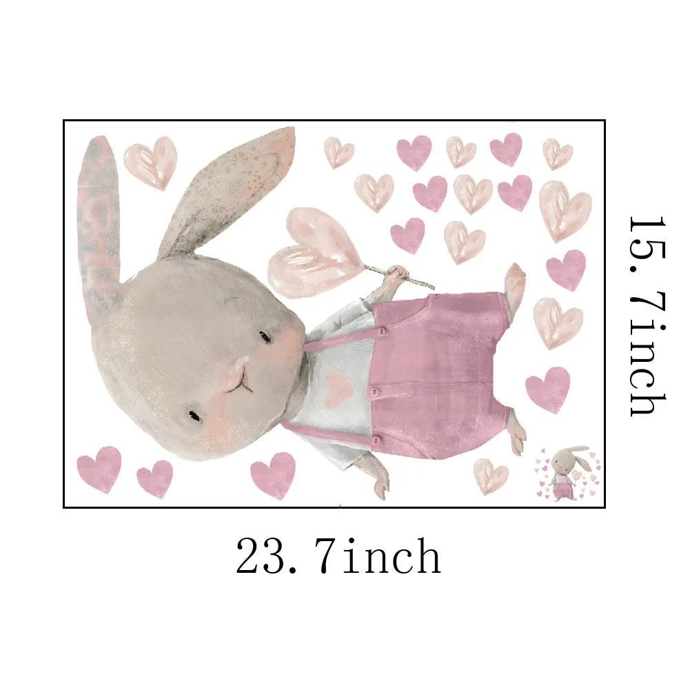Cute Bunny Hearts Wall Stickers for Kids Room