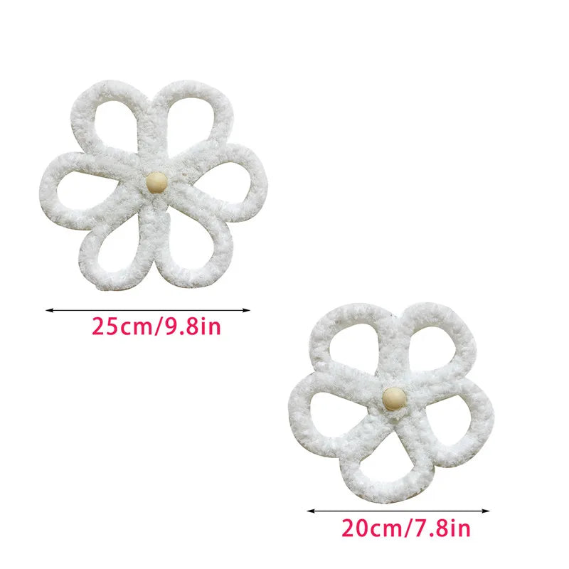 Bohemian Macrame Daisy Wall Decor Set – Handmade Nursery & Kids Room Hanging