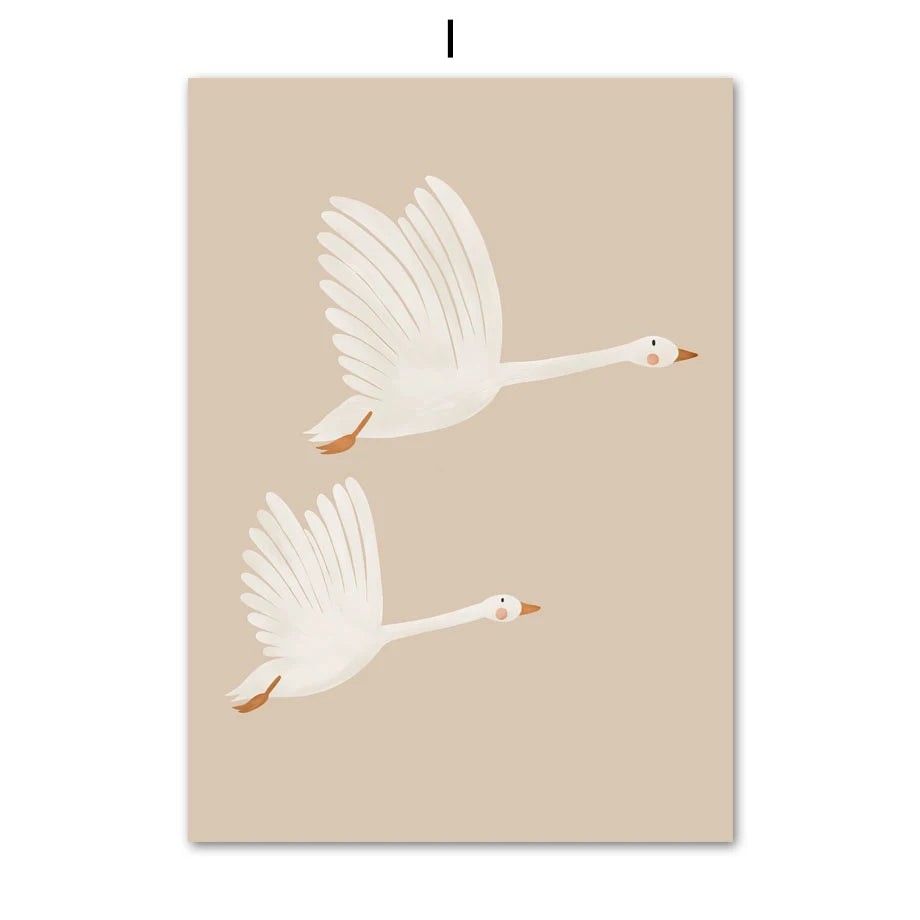 Boho Animal Nursery Wall Art – Rabbit, Mouse & Goose Canvas Posters