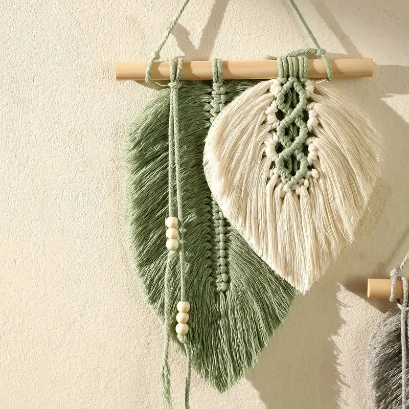 Handmade Macrame Leaf Wall Hanging – Boho Woven Tapestry Wall Art