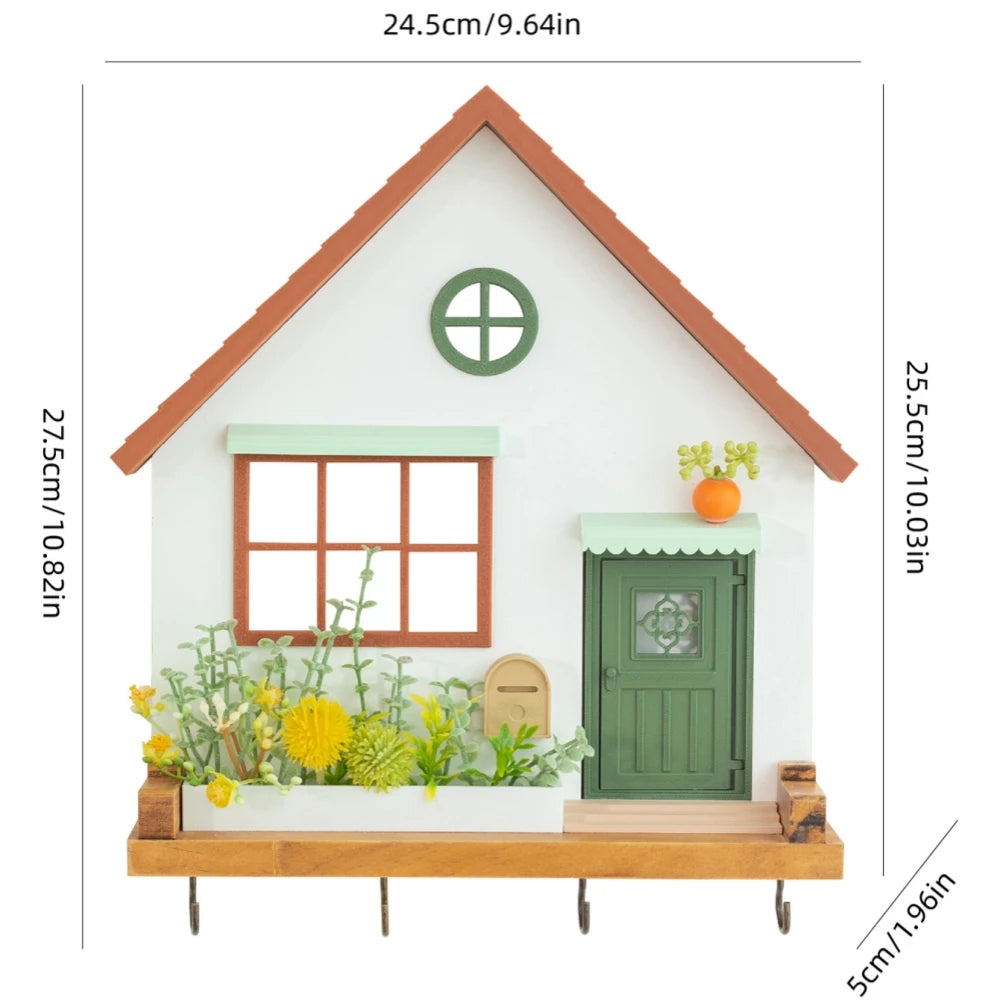 Decorative Wooden Key Hook Shelf – Wall Organizer & Storage Rack