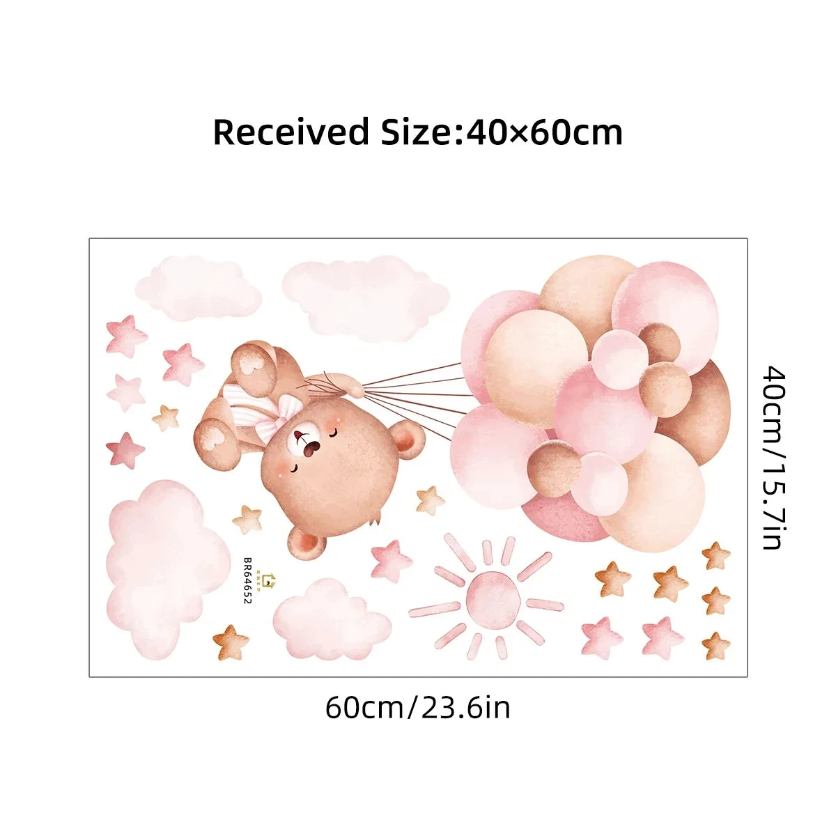Watercolor Bear & Rabbit Balloon Wall Decals