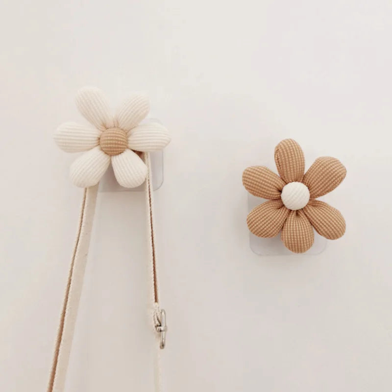 Wooden Flower Wall Hooks – Self Adhesive Nordic Kids Room Storage Hooks