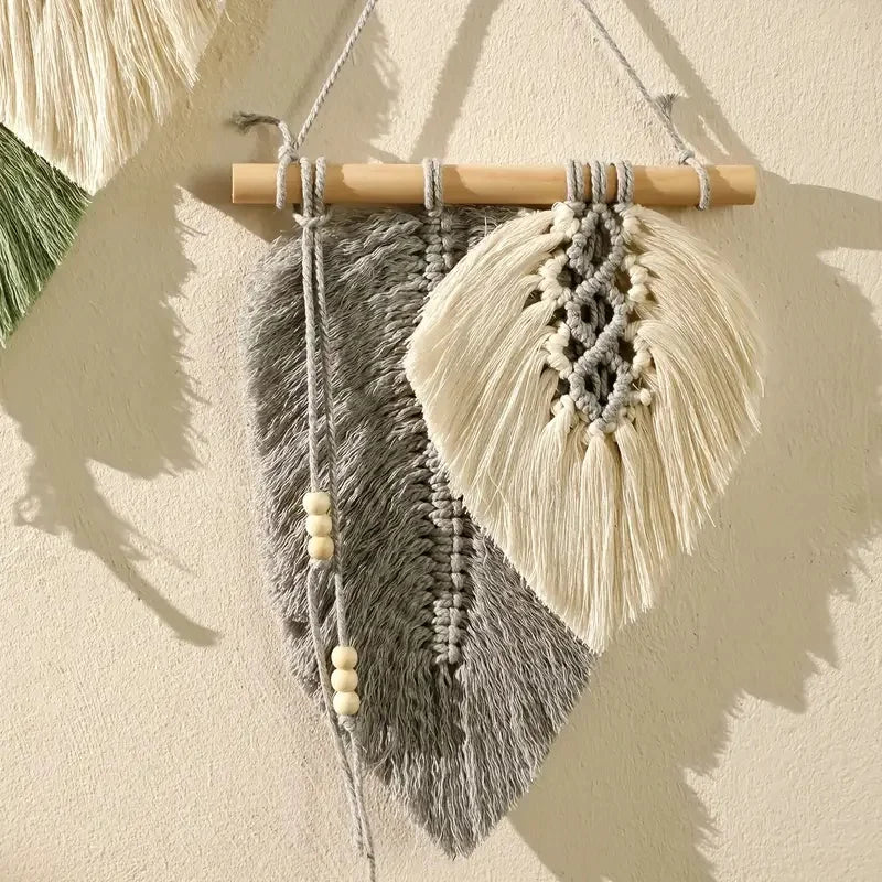 Handmade Macrame Leaf Wall Hanging – Boho Woven Tapestry Wall Art