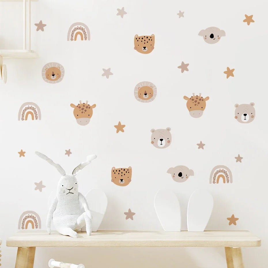 “Boho Rainbow Bear Wall Decal – Cute Kids Room Decor”