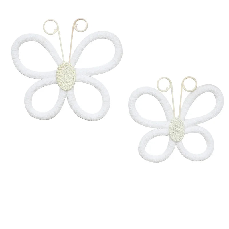 Boho Woven Butterfly Wall Décor Set – Handmade Nursery & Girls Room Hanging