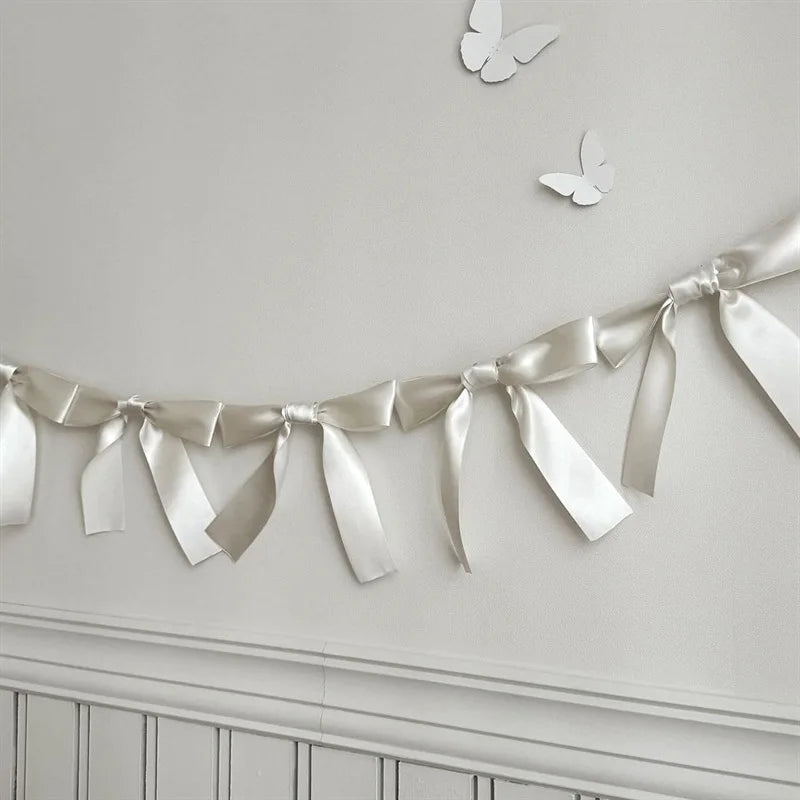 Bow Ribbon Garland Banner – Princess Girls Room Wall Hanging Décor