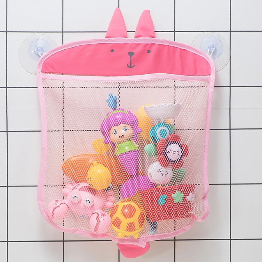 Cartoon Baby Bath Toy Organizer – Suction Mesh Storage Bag for Kids