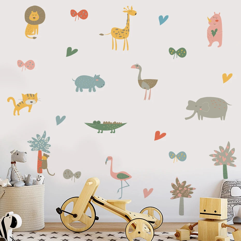 Cute Cartoon Animal Wall Stickers – Kids Room Decor