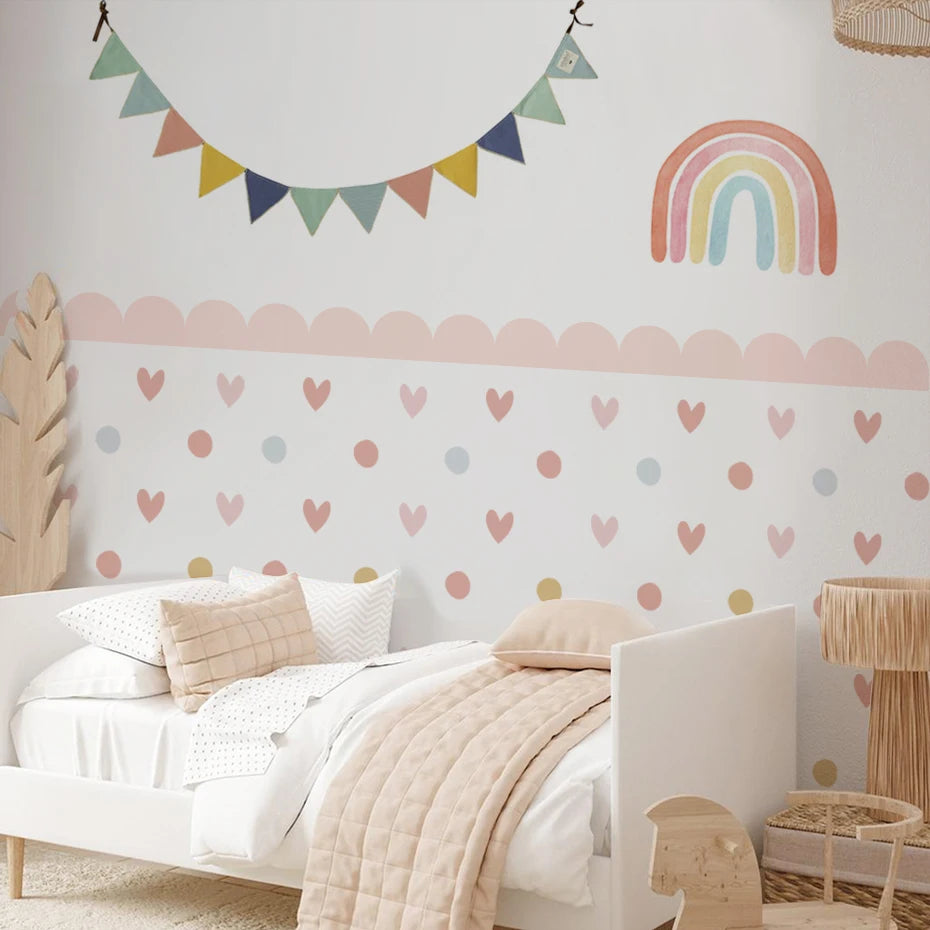 Boho Heart Scalloped Wall Decal – Kids Room Decor