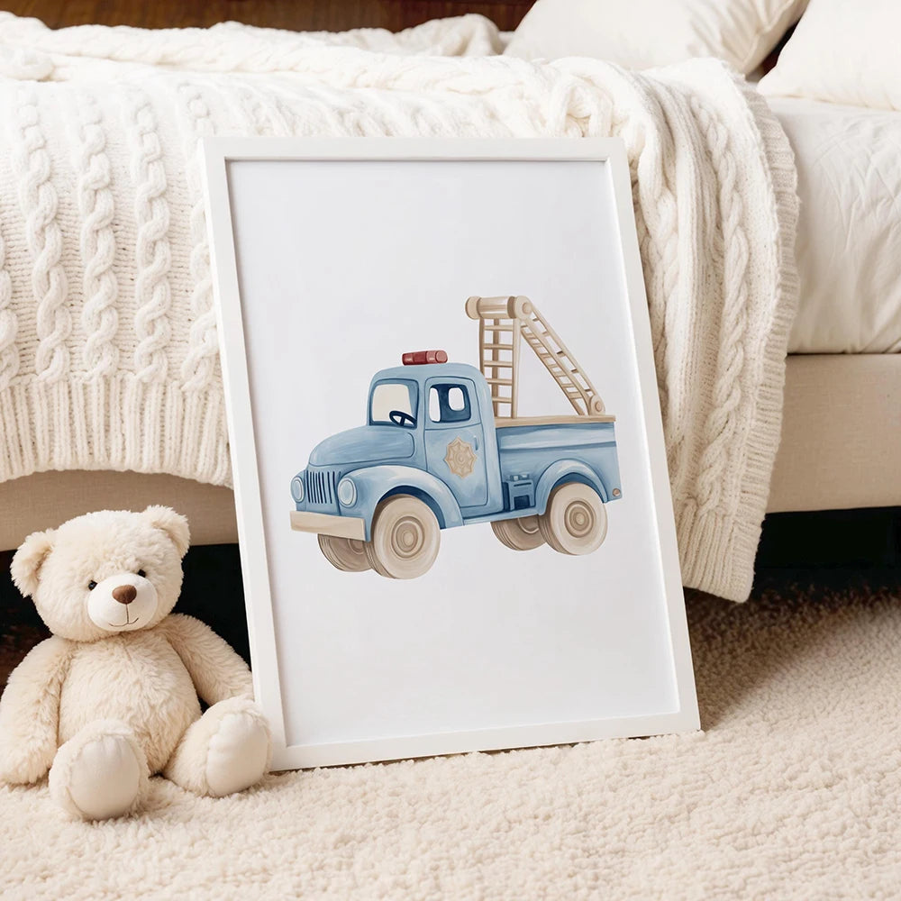 6-Piece Transportation Nursery Wall Art Set – Car, Plane, Train & More