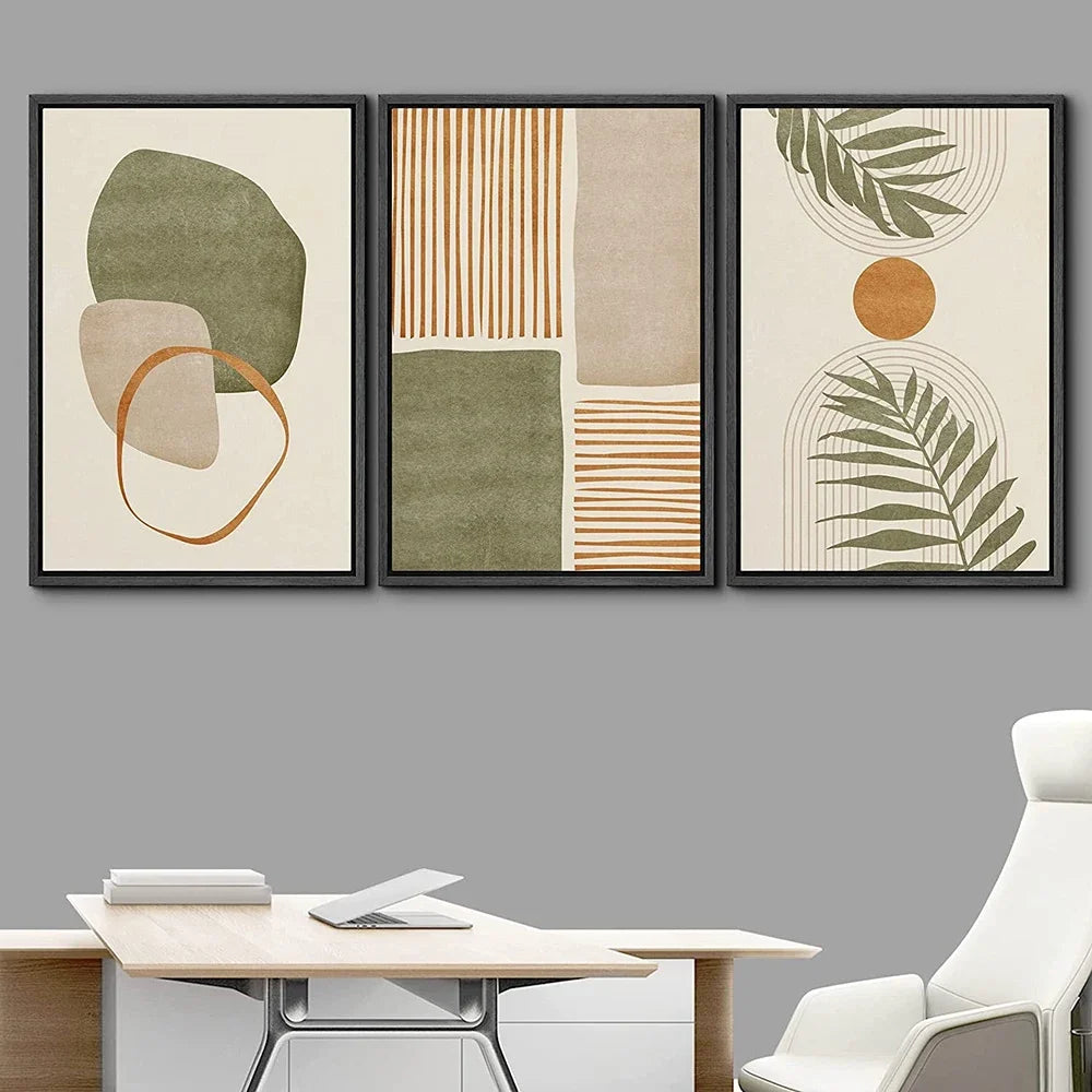 3-Piece Tropical Leaves Canvas Wall Art – Modern Boho Abstract Prints