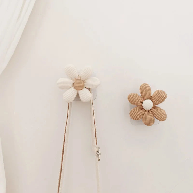 Wooden Flower Wall Hooks – Self Adhesive Nordic Kids Room Storage Hooks