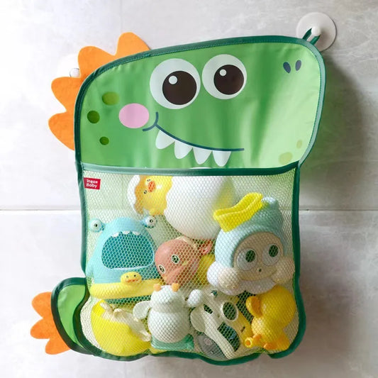 Dinosaur Baby Bath Toy Organizer – Suction Mesh Storage Bag for Kids