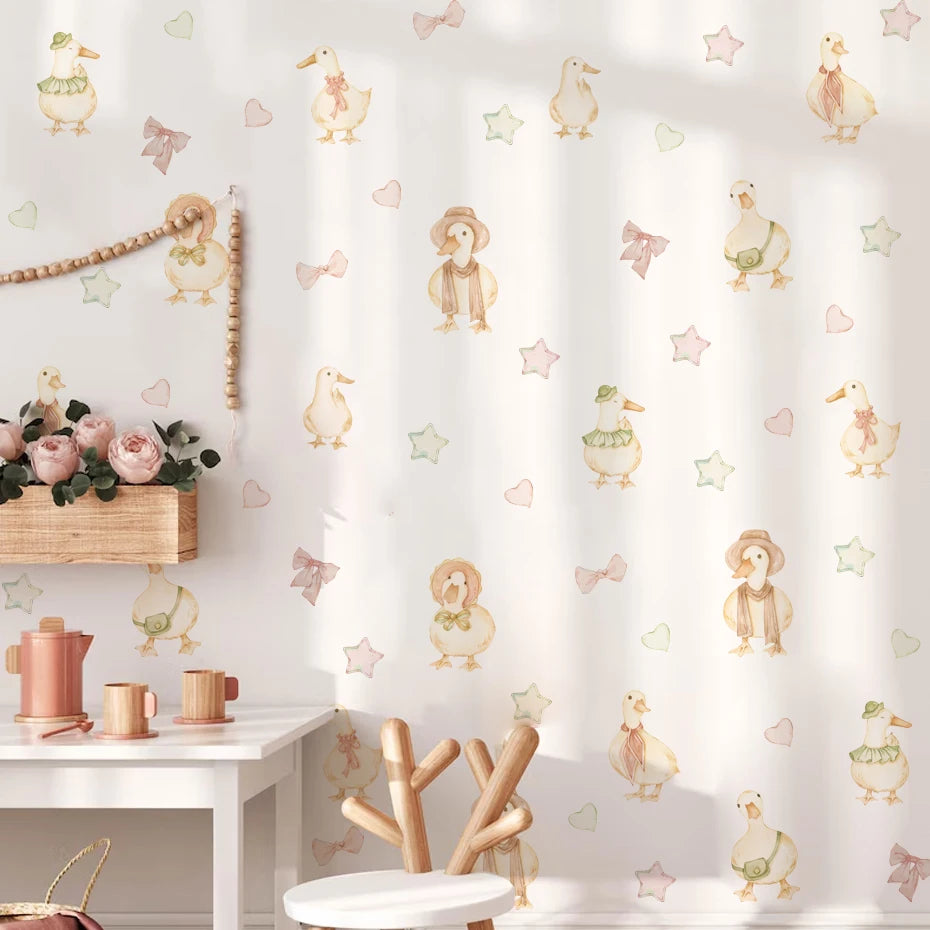 Watercolor Duck & Stars Wall Decals for Nursery