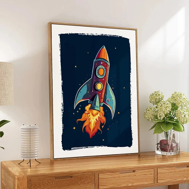 Astronaut Space Nursery Wall Art – Kids Space Themed Poster