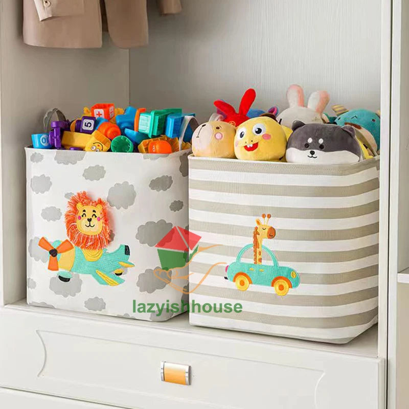 Folding Linen Storage Basket with Handles – Fabric Organizer for Closet, Toys & Laundry