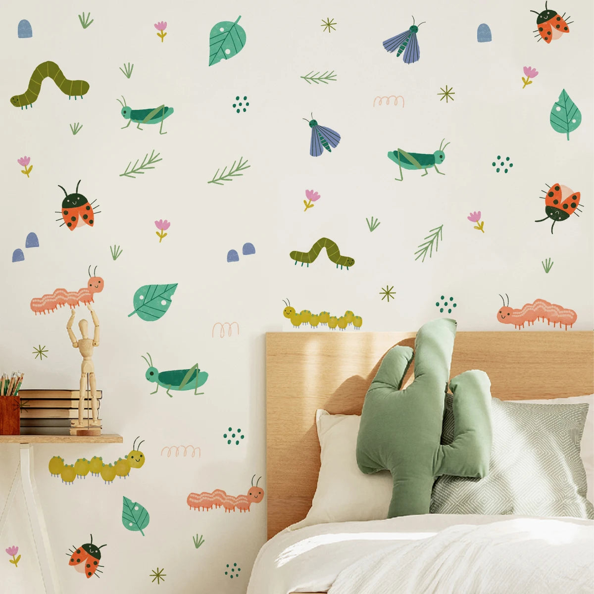 Cute Watercolor Insect & Flower Wall Decals for Kids Room