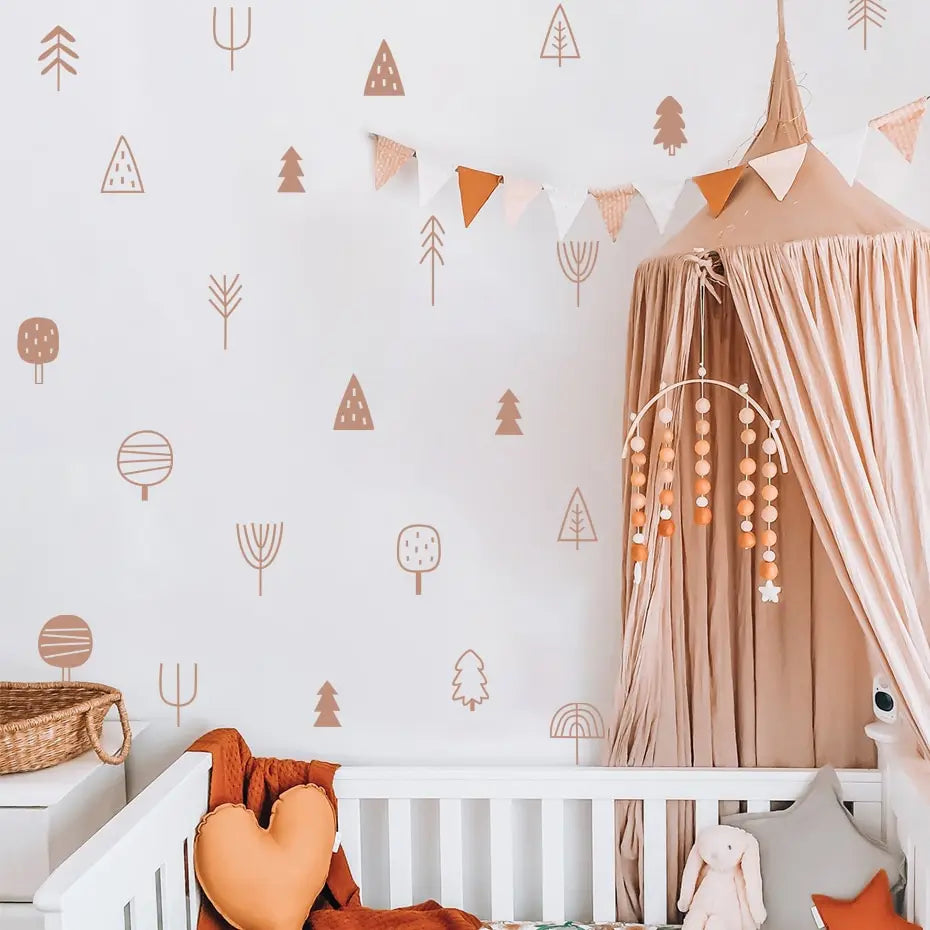 Boho Woodland Trees Wall Decals for Nursery