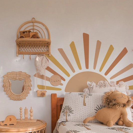 Boho Watercolor Sun Wall Decals for Kids Room