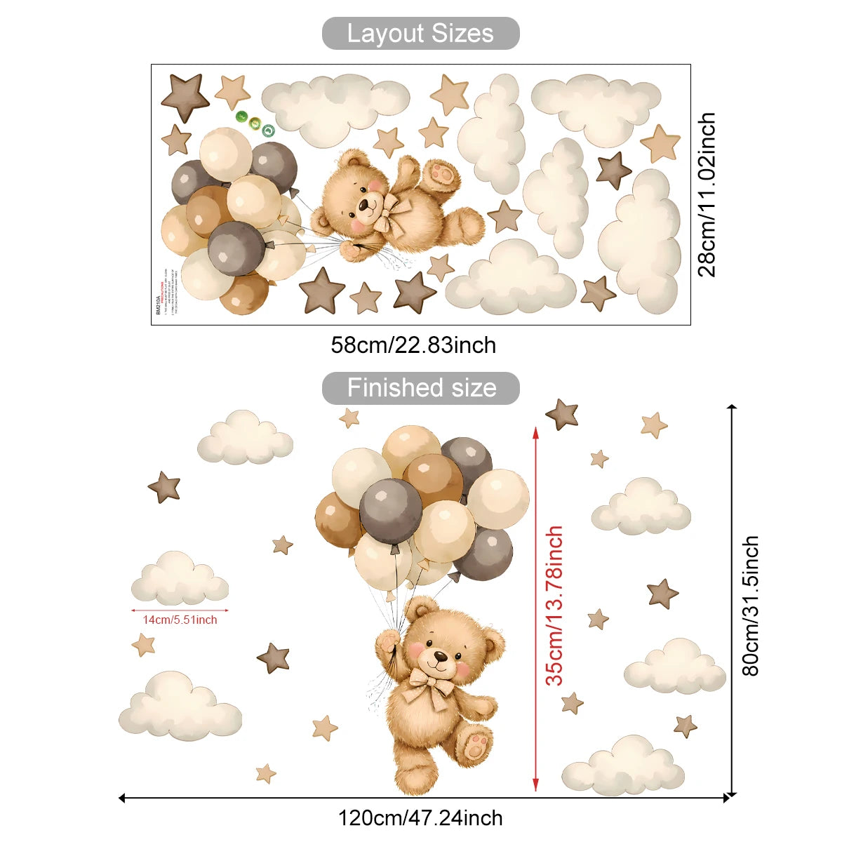 Cartoon Hot Air Balloon Animal Wall Stickers