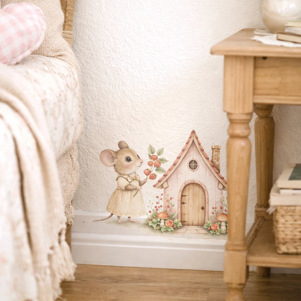 Cute Fairy Mouse Wall Decal – Pink Nursery Decor