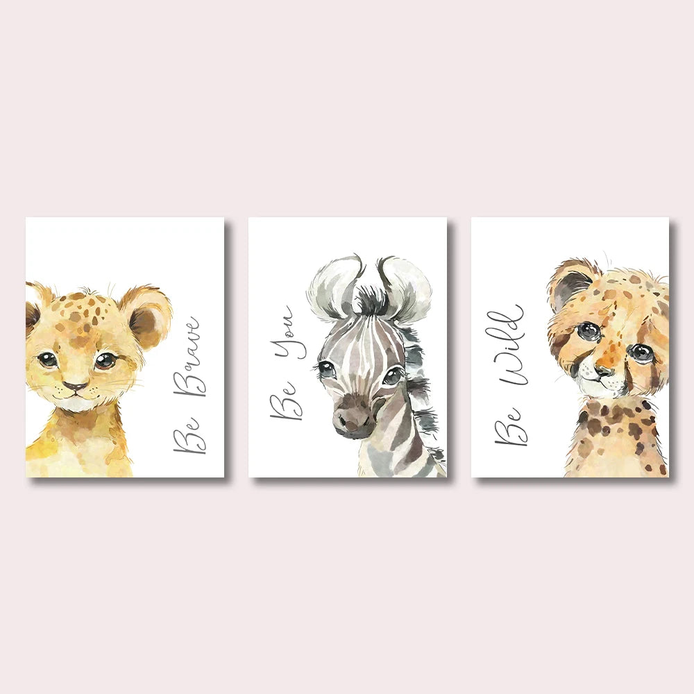 3-Piece Woodland Animal Wall Art Set – Gender Neutral Nursery Prints
