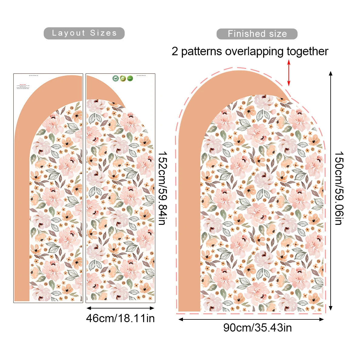 Peony Floral Arch Wall Decal – Kids Nursery & Room Decor