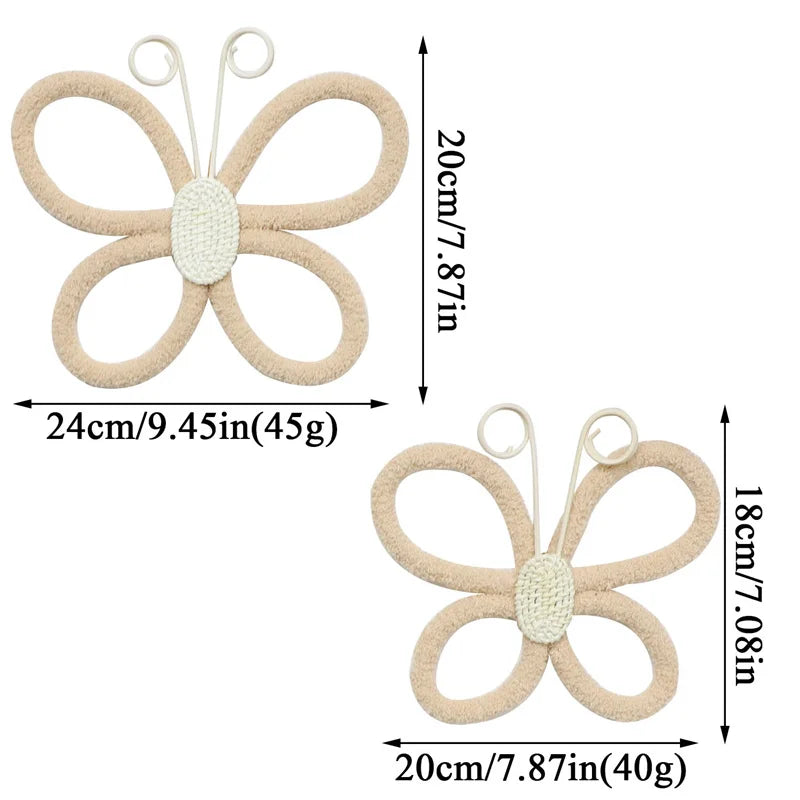 Boho Woven Butterfly Wall Décor Set – Handmade Nursery & Girls Room Hanging