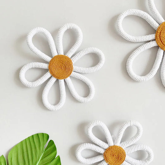 Boho Macrame Daisy Wall Hanging – Handmade Nursery & Kids Room Décor