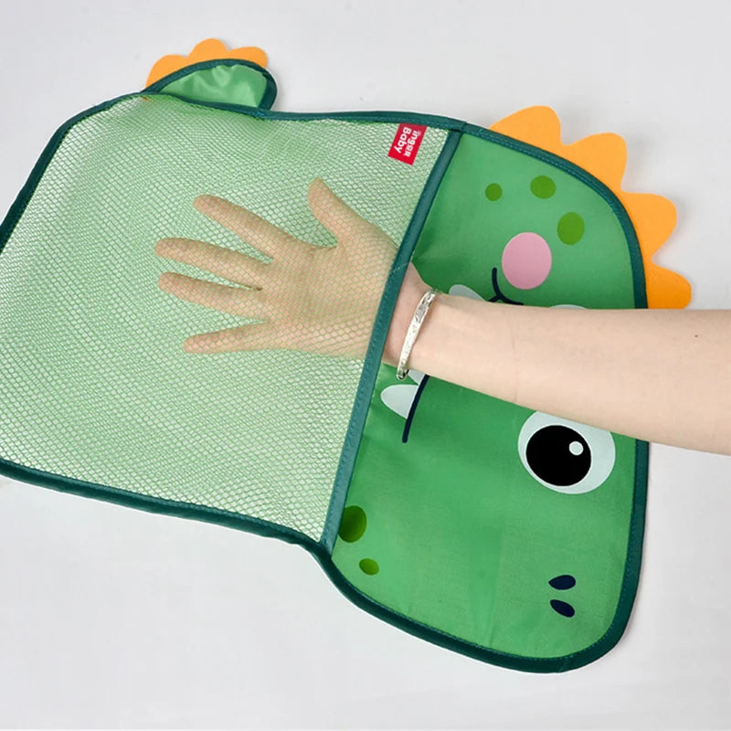 Dinosaur Baby Bath Toy Organizer – Suction Mesh Storage Bag for Kids